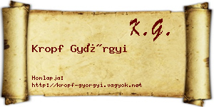 Kropf Györgyi névjegykártya